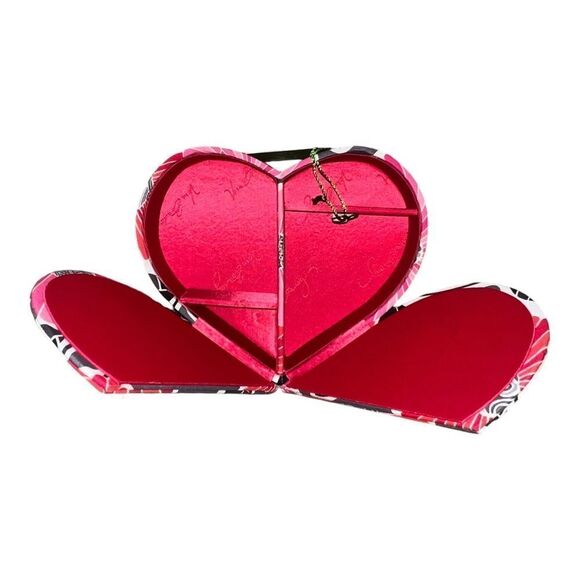 Vera Bradley Cheery Blossoms Heart to Heart Jewelry Case Red Gray NWT - Picture 5 of 5